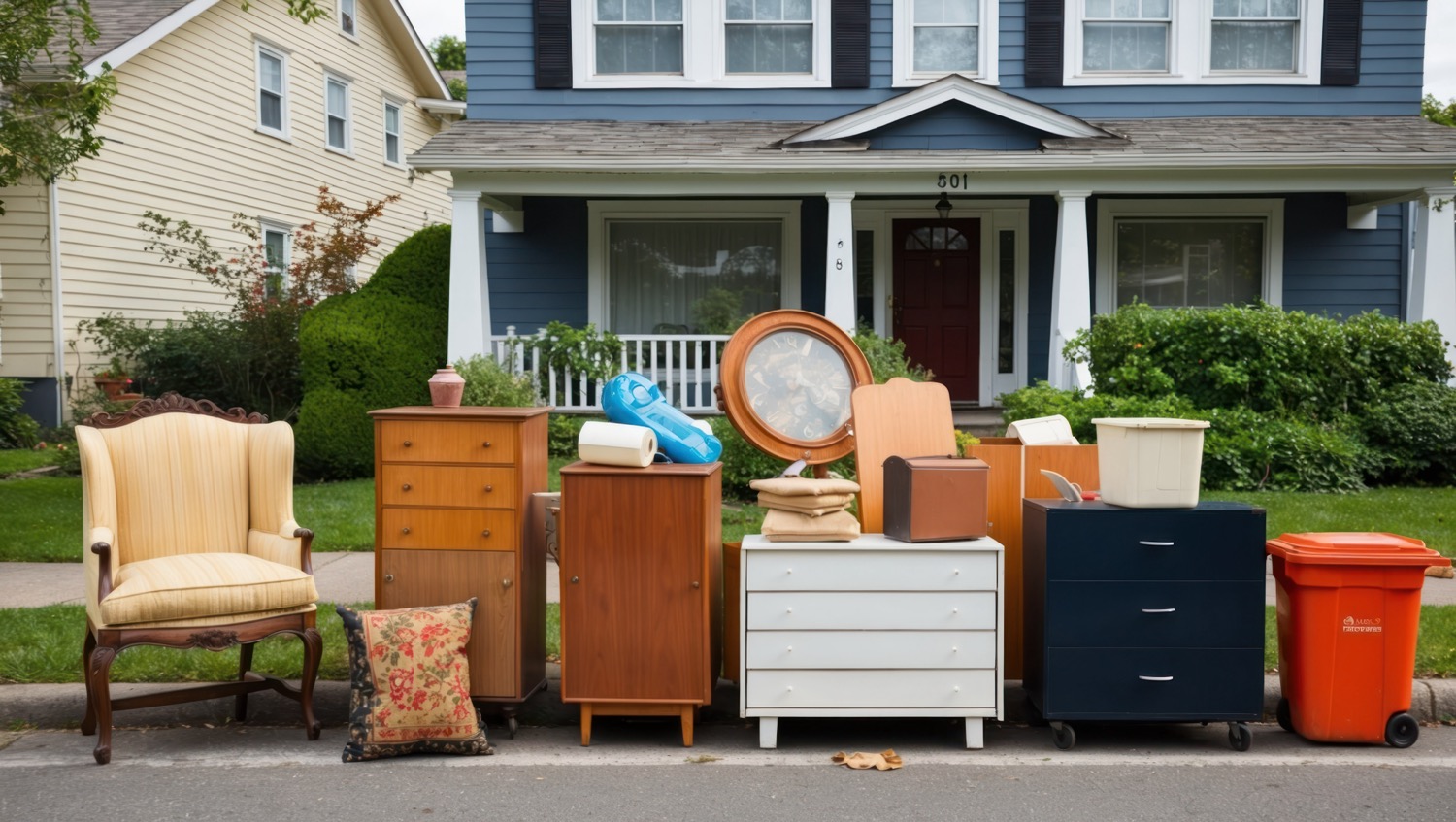 Furniture ready for pickup by Evergreen Cleanup